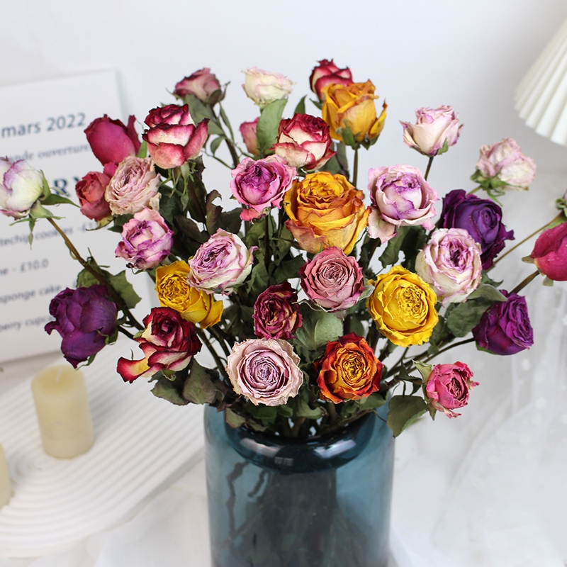 Natural Dried Rose Flowers - Preserved Real Roses for Home & Wedding Decor