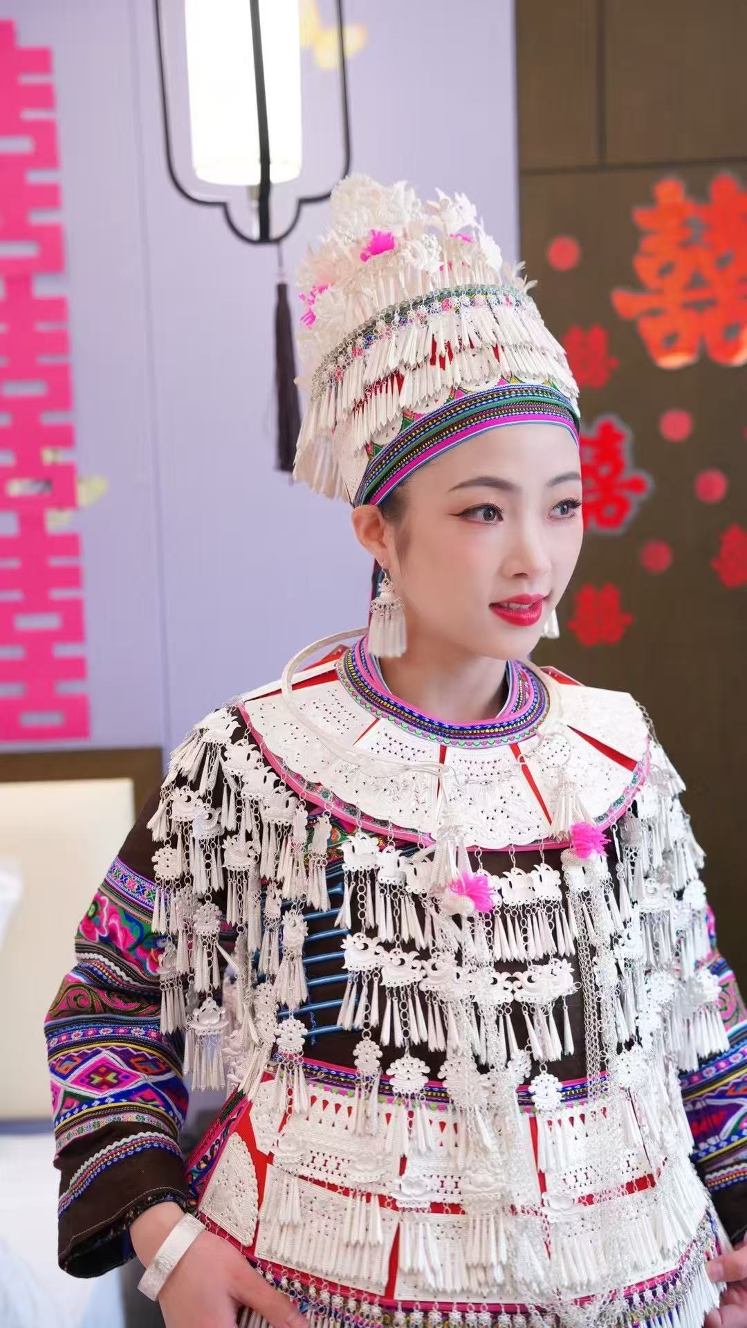 Yunnan Qiubei Black Sha Branch Zhuang Ethnic Bride Costume • Handmade Haute Couture - Image 6